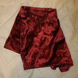 Burgundy Velvet Shorts